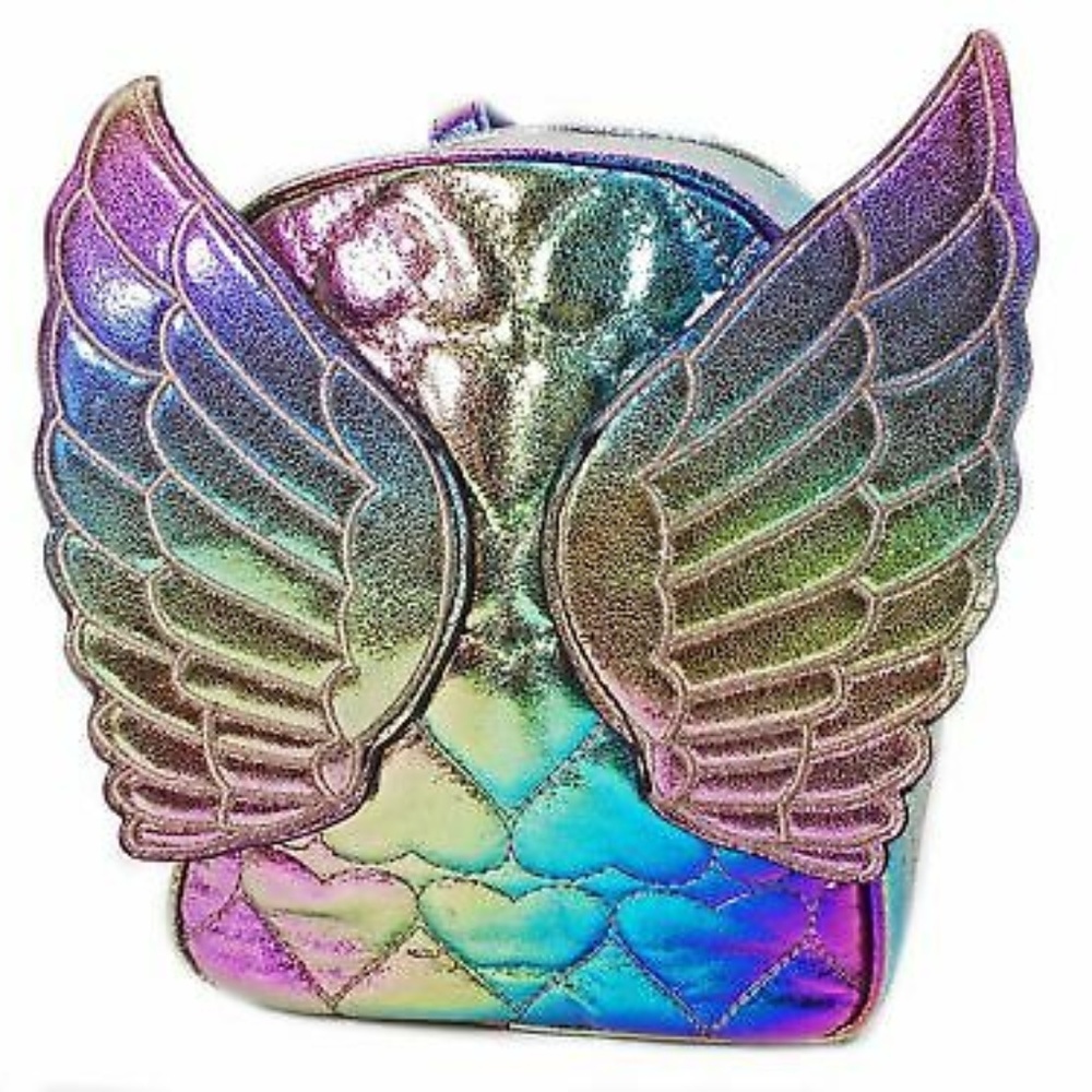 METALLIC RAINBOW ANGEL WINGS SMALL BACKPACK